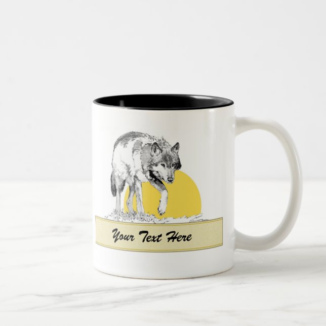 De Café Em Dois Tons Caneca - lobo (Direita)