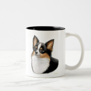 De Café Em Dois Tons Caneca Longhair Tricolor da chihuahua