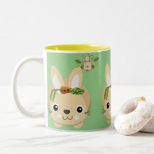 De Café Em Dois Tons Caneca Macaco Coelho Cenouras e Ervilhas Verde Ama