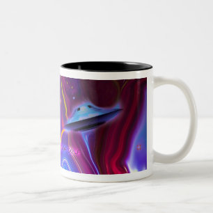 De Café Em Dois Tons Caneca magenta da dimensão do UFO