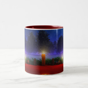 De Café Em Dois Tons Caneca mais brilhante do Natal das visões