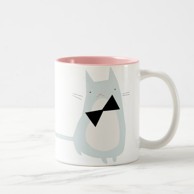 De Café Em Dois Tons Caneca mal-humorada do gatinho (Direita)