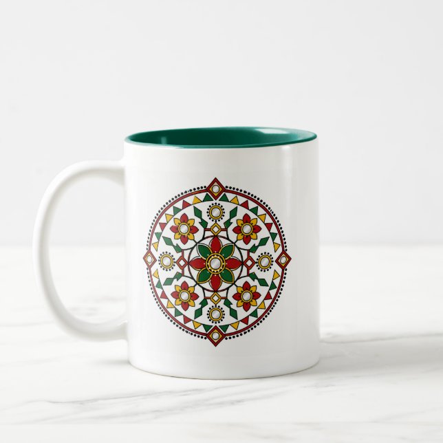 De Café Em Dois Tons Caneca Mandala Espelho (Esquerda)