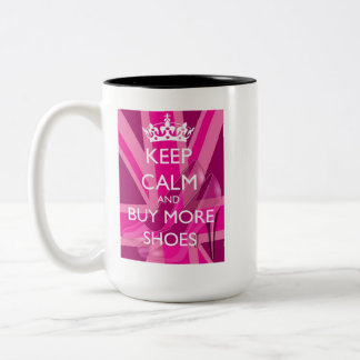 De Café Em Dois Tons Caneca Mantenha a Calma e Compre Mais Sapatos