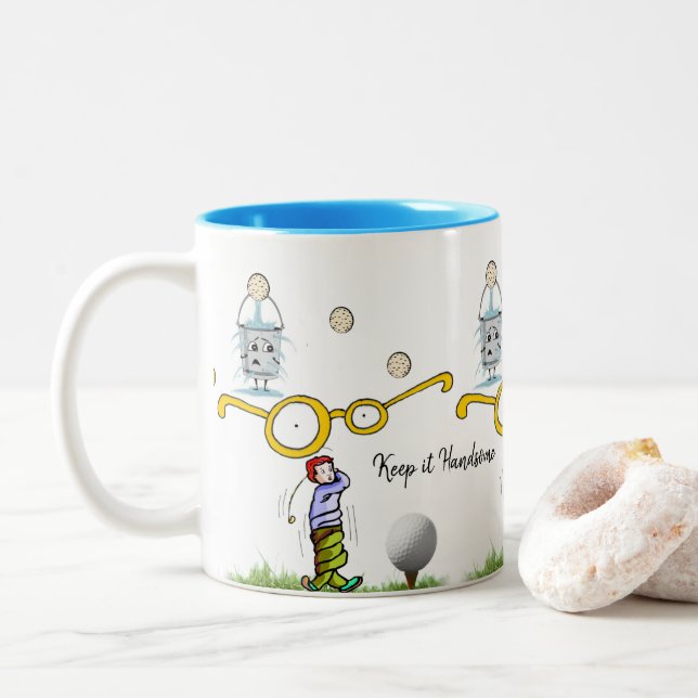 De Café Em Dois Tons Caneca Mantenha-o Bonito Golfista (Com Donut)