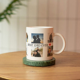 De Café Em Dois Tons Caneca Melhor Pai com 8 Fotos Personalizadas