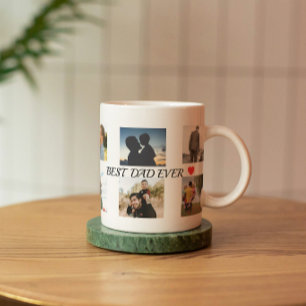 De Café Em Dois Tons Caneca Melhor Pai com 8 Fotos Personalizadas