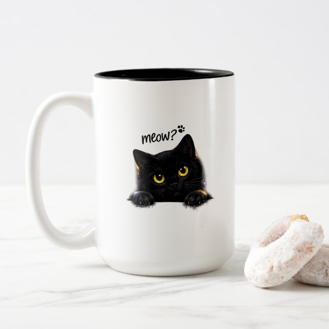 De Café Em Dois Tons Caneca Meow Matinal (Com Donut)