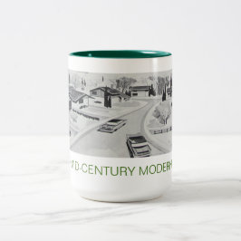 De Café Em Dois Tons Caneca moderna da arquitetura do Midcentury