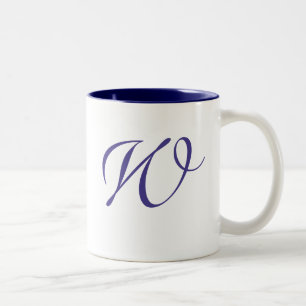 De Café Em Dois Tons Caneca Monogrammed para os redemoinhos azuis
