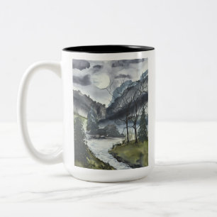 De Café Em Dois Tons Caneca Montanha Nebulosa