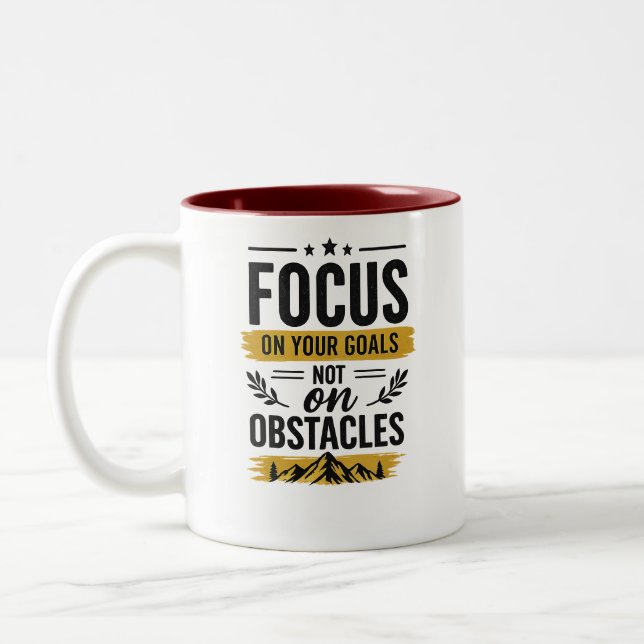 De Café Em Dois Tons Caneca Motivacional Foco Nos Seus Objetivos - Lado (Esquerda)