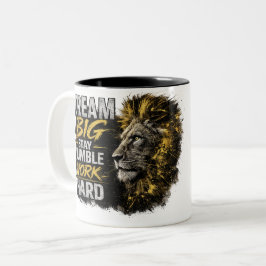 De Café Em Dois Tons Caneca Motivacional Leão Sonhe Grande Permaneça Hu