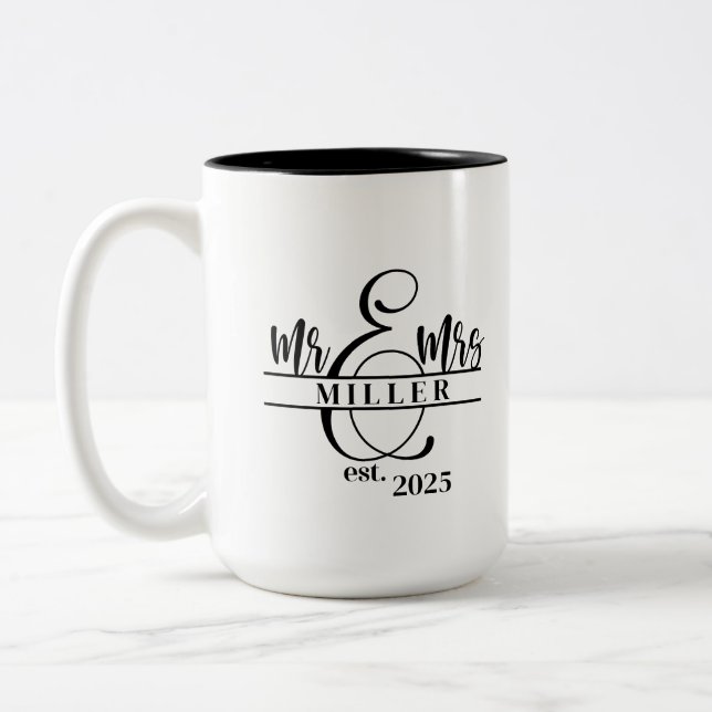 De Café Em Dois Tons Caneca Mr. & Mrs. (Esquerda)