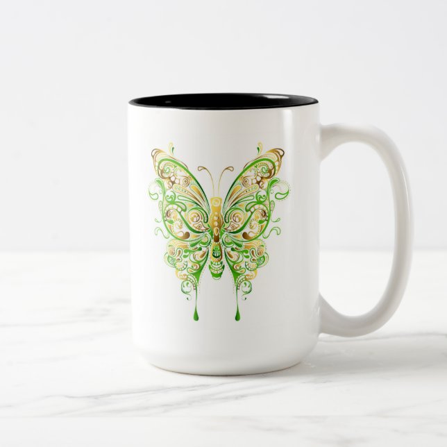 De Café Em Dois Tons Caneca Mystical das borboletas (Direita)