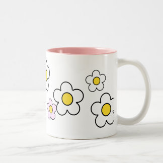 De Café Em Dois Tons caneca N°2 simples das flores dos anos 70