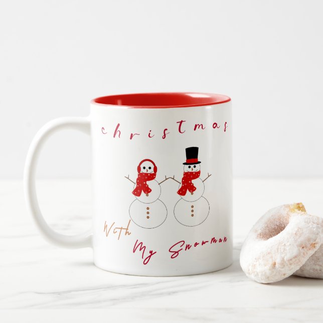 De Café Em Dois Tons Caneca | Natal Com Meu Neve (Com Donut)