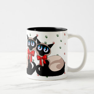 De Café Em Dois Tons Caneca - Natal do gato Siamese