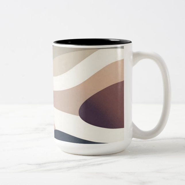 De Café Em Dois Tons Caneca Neutra Abstrata (Direita)