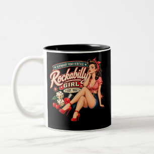 De Café Em Dois Tons Caneca NRH Rockabilly Girl – Garota Pin-Up Vintage