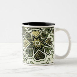 De Café Em Dois Tons Caneca Olive Folk Art Hearts