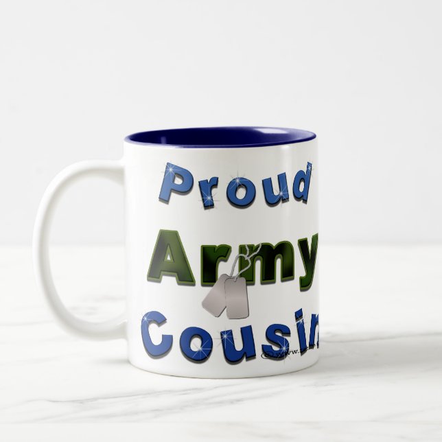 De Café Em Dois Tons Caneca orgulhosa do azul do primo do exército (Esquerda)