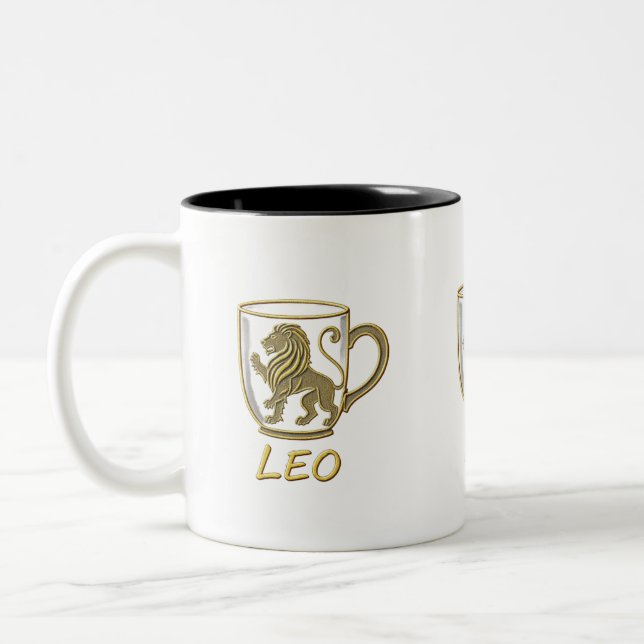 De Café Em Dois Tons Caneca Ousada do Zodíaco Leão (Esquerda)