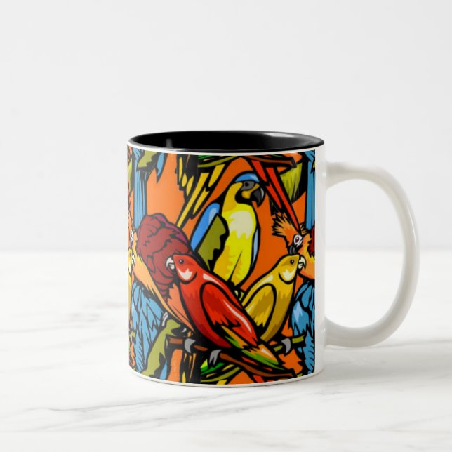 De Café Em Dois Tons Caneca - papagaios (Direita)
