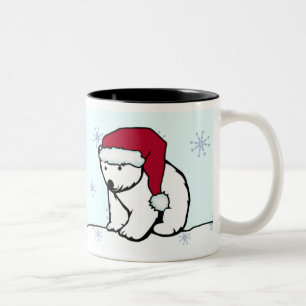 De Café Em Dois Tons Caneca - papai noel do urso polar