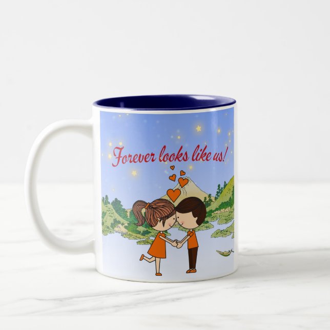 De Café Em Dois Tons Caneca para casal (Esquerda)