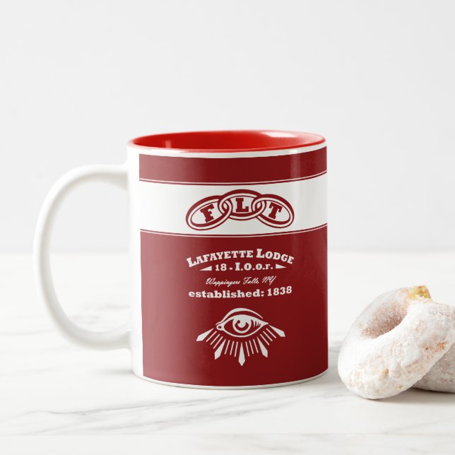 De Café Em Dois Tons Caneca para Membros da Lodge Lafayette (Com Donut)