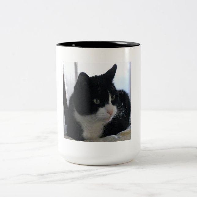 De Café Em Dois Tons Caneca pensativa do gato do smoking (Centro)