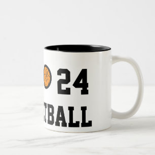 De Café Em Dois Tons Caneca   Personalizable do basquetebol do número
