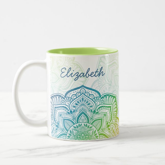De Café Em Dois Tons Caneca Personalizada 11 oz. Momijigari Mandala (Esquerda)