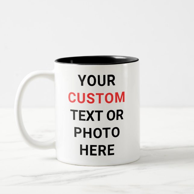 De Café Em Dois Tons Caneca Personalizada | Adicione Texto, Foto, Logot (Esquerda)