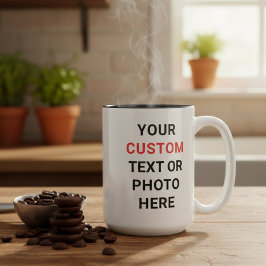 De Café Em Dois Tons Caneca Personalizada | Adicione Texto, Foto, Logot