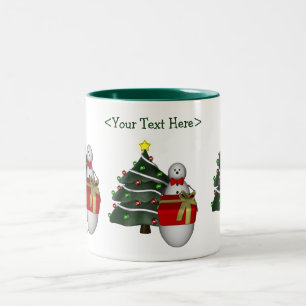 De Café Em Dois Tons Caneca personalizada árvore do feriado do Natal d