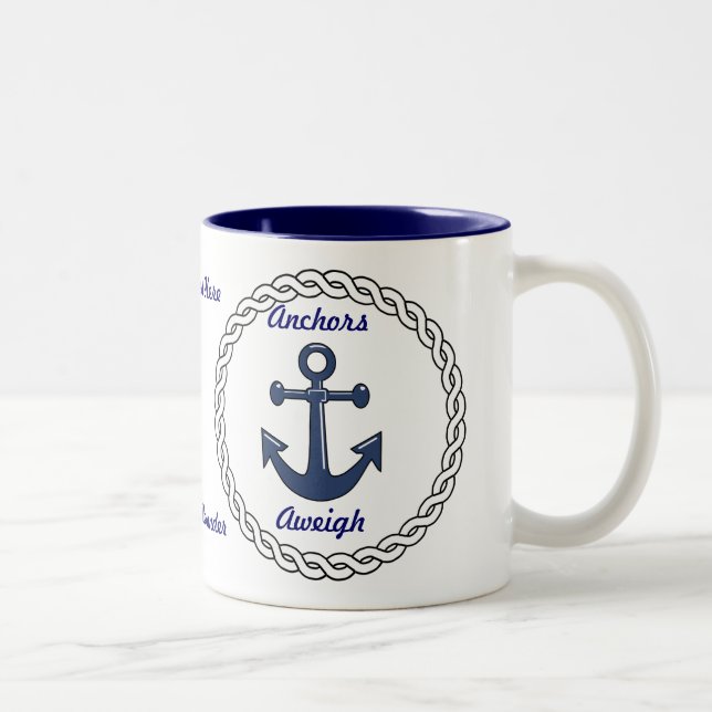 De Café Em Dois Tons Caneca personalizada Aweigh das âncoras (Direita)