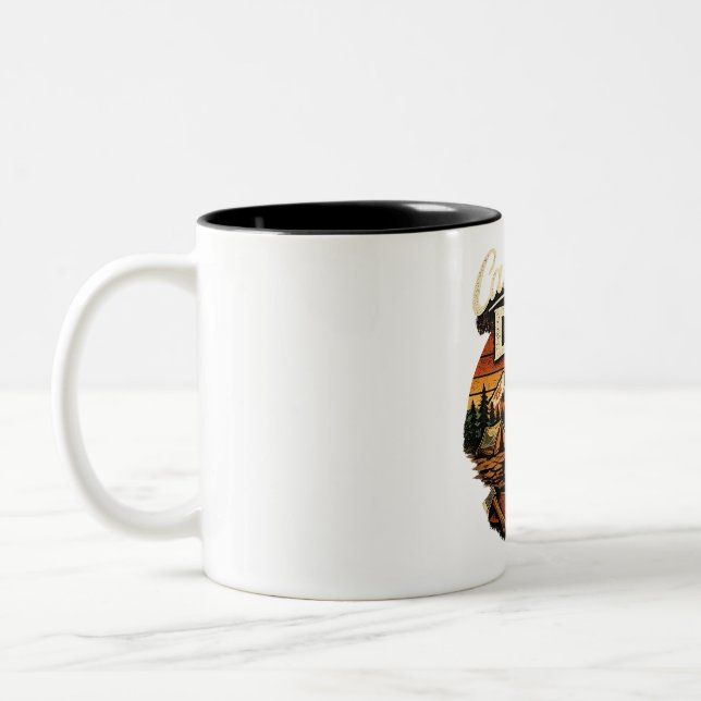 De Café Em Dois Tons Caneca Personalizada Camping Pai Est. 2026 (Esquerda)