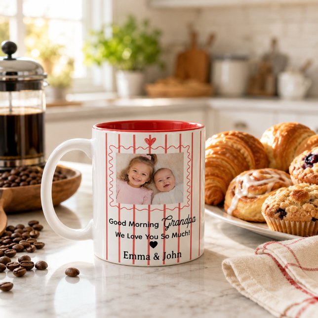 De Café Em Dois Tons Caneca Personalizada com Foto do Avô pelos Netos (Criador carregado)