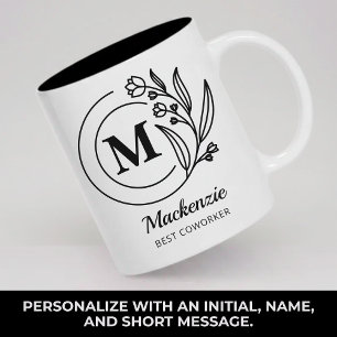 De Café Em Dois Tons Caneca Personalizada com Monograma Presente para M