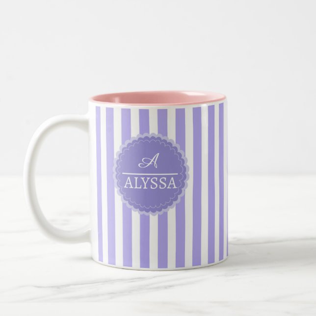 De Café Em Dois Tons Caneca Personalizada com Nome e Floral (Esquerda)