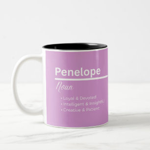De Café Em Dois Tons Caneca Personalizada com Nome Penelope Definição