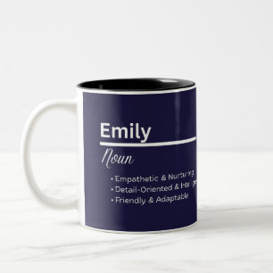De Café Em Dois Tons Caneca Personalizada com o Nome Emily e Significad
