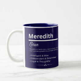De Café Em Dois Tons Caneca Personalizada com o Nome Meredith Definição