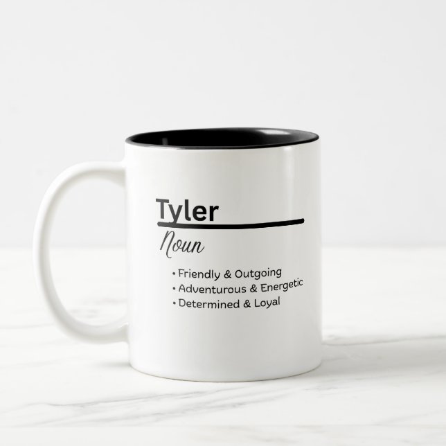 De Café Em Dois Tons Caneca Personalizada com o Nome Tyler, Menino (Esquerda)