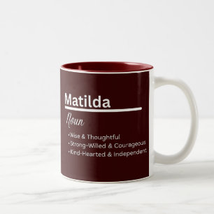 De Café Em Dois Tons Caneca Personalizada Definição do Nome Matilda – M