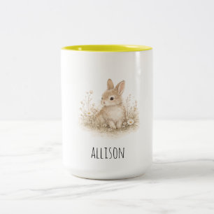 De Café Em Dois Tons Caneca Personalizada do Coelho Vintage