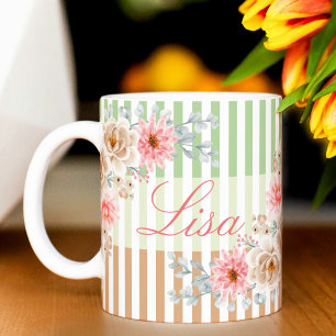 De Café Em Dois Tons Caneca Personalizada do Flor primavera