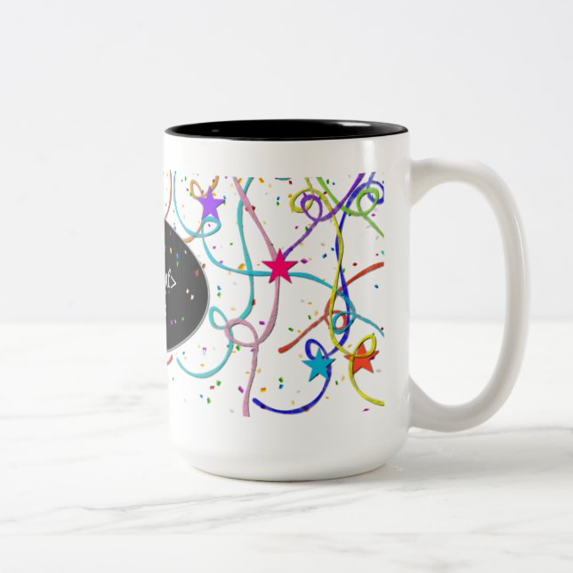De Café Em Dois Tons Caneca personalizada do teste padrão dos confetes (Direita)